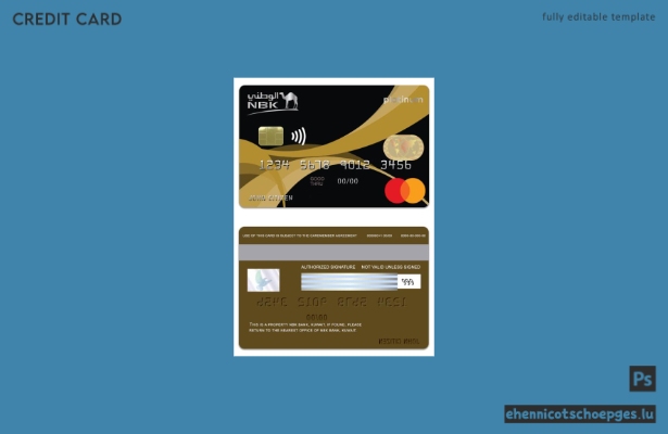 Beispielvorschau der Kuwait NBK Bank Thahabi Platinum Mastercard Kreditkarte